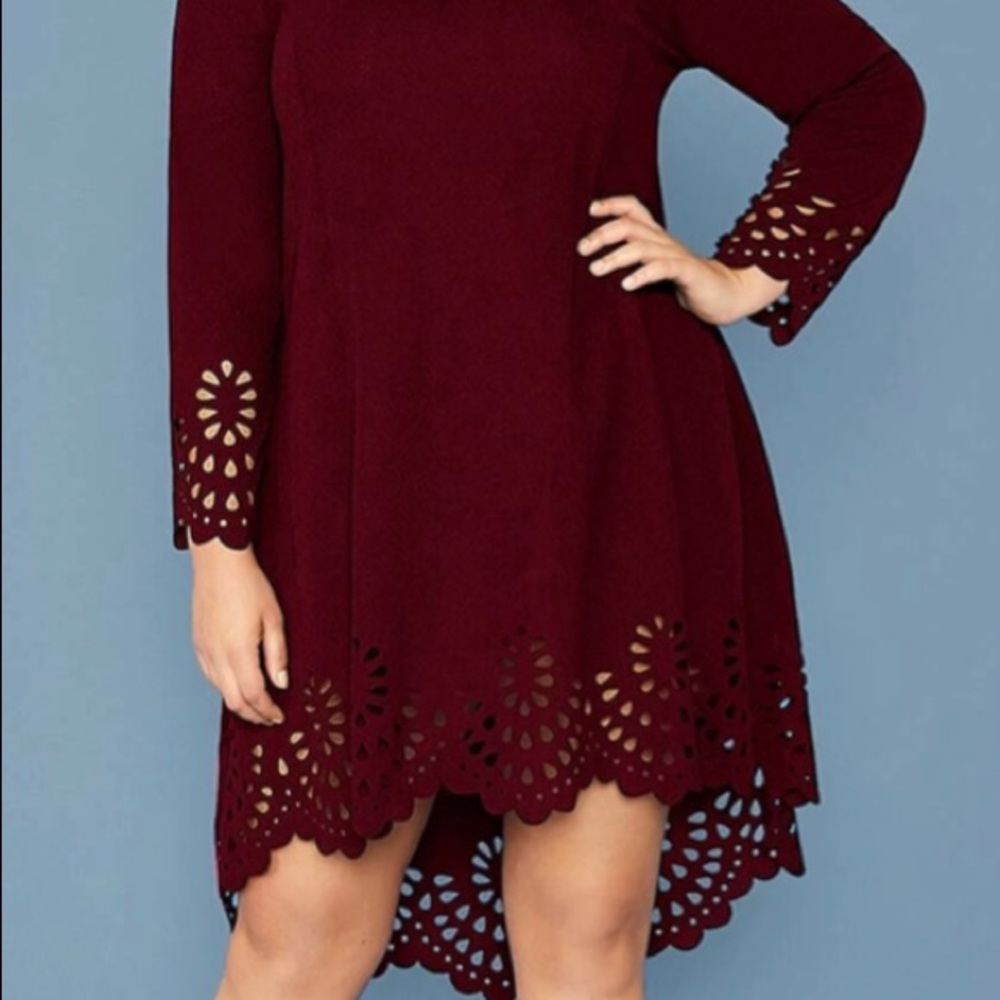 Asymmetrical Laser Cut Hem Dress
